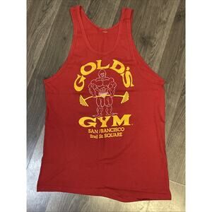80’s Gold's Gym Single Stitch Muscle Tank Top Small Red Rare 2nd St. Square, SF